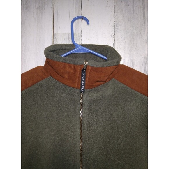 Polar Graphics XXL Fleece Vest Two Tone Green Brown USA Made Zip Front Vintage - Picture 4 of 7